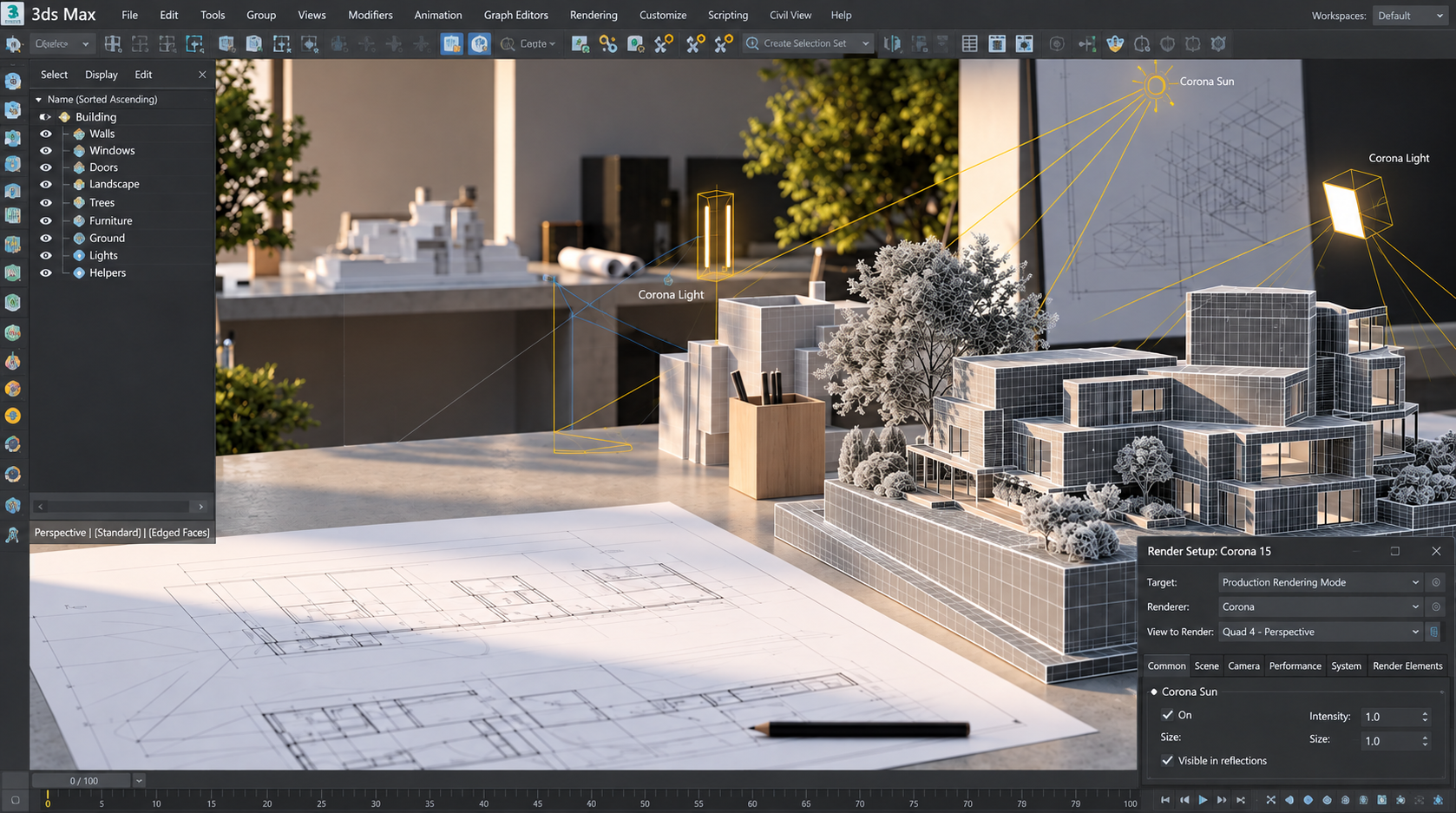 Architectural rendering in 3ds Max